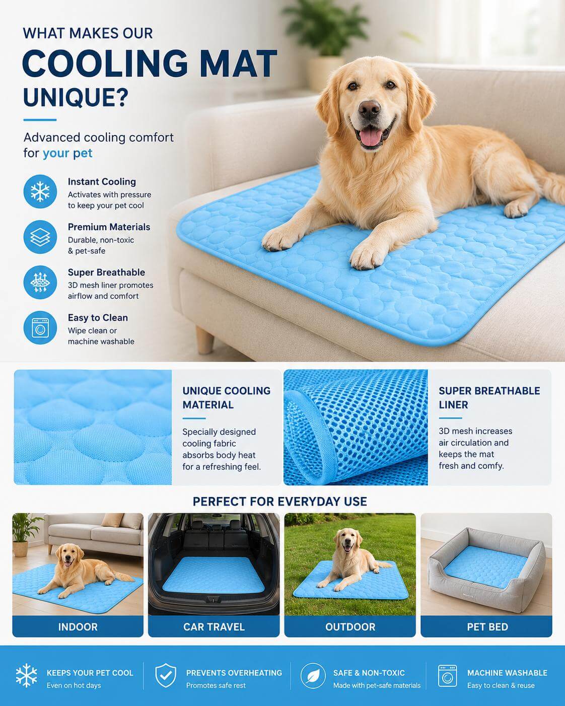 Ice Silk Cooling Mat for Dogs & Cats